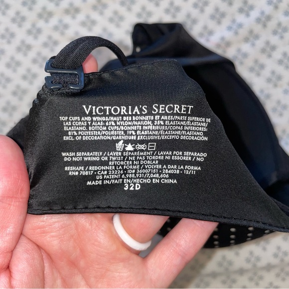 Victoria’s Secret Black Dotted Top Cups and Wings Collection Lightly Pad… - Picture 2 of 3
